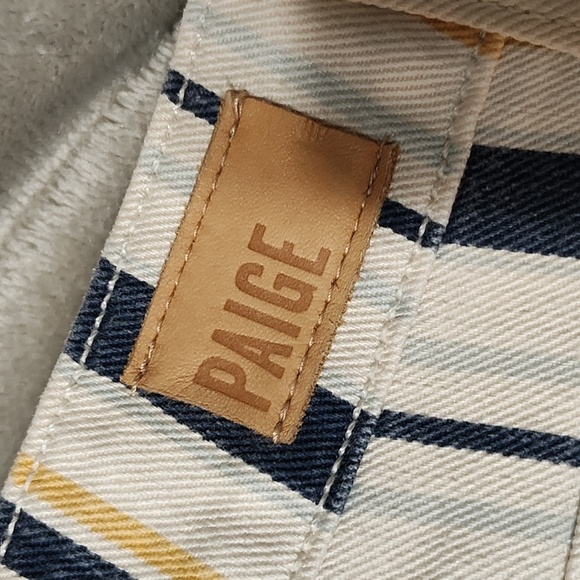 PAIGE Denim Jimmy Jimmy Skinny Cabana Blue stripe pants - Size 26 - Picture 12 of 12
